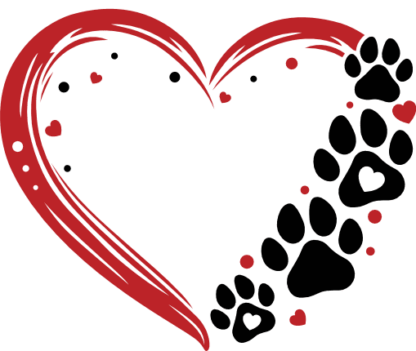 Heart with cat paws free svg file for members, clipart image, pet lover, decor, sticker
