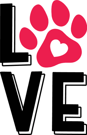 Love sign and cat paw free svg file for members, dog or cat lover svg design for tshirt