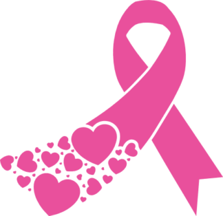Pink ribbon and hearts clipart image free svg file for members, breast cancer awareness, sticker