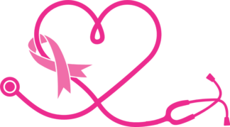 Pink ribbon and stethoscope in a heart shape free svg file for members, breast cancer awareness