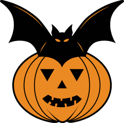 Scary Pumpkin and bat free svg file for members, Halloween clipart image, decorative element