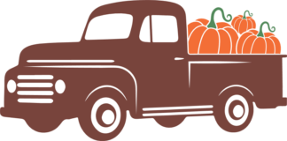 Truck loaded with pumpkins free svg file for members,  autumn clipart image