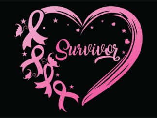 Survivor sign, heart and pink ribbons free svg file for members, breast cancer awareness tshirt design