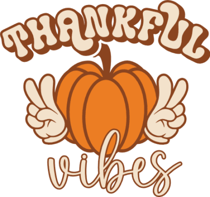 Thankful vibes, pumpkin and peace sign fingers free svg file for members, thanksgiving day tshirt design
