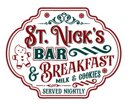 Christmas Wall Decor, St. Nick's Bar and breakfast, milk and cookies, served nightly Free SVG File for Members
