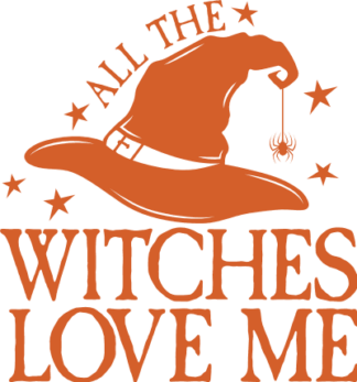 All the witches love me free svg file for members, Funny Halloween tshirt design