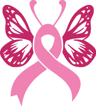 Butterfly ribbon free svg file for members, breast cancer awareness, clipart image, sticker