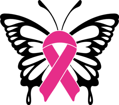 Butterfly ribbon free svg file for members, breast cancer awareness clipart image, sticker