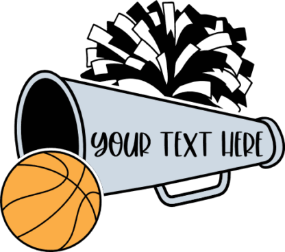 Personalized cheerleader Free SVG File for Members - Cheer Megaphone, pom pom and Basketball Ball