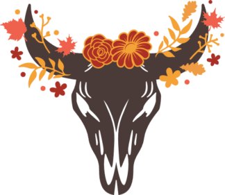 Cow Skull with Flowers Free SVG File for Members - Farmhouse Floral Clipart Image
