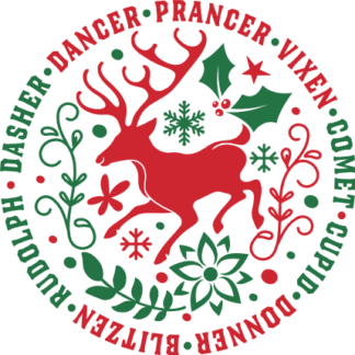Santa reindeers Christmas circle wall decor Free SVG File For Members