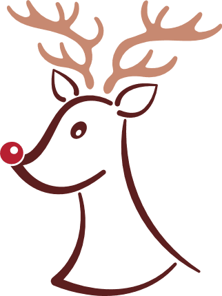 Cute Red-nosed reindeer, Free SVG File for Members - Christmas decor, Rudolph Clipart Image