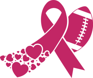 American football ball and cancer ribbon free svg file for members, breast cancer awareness, clipart image