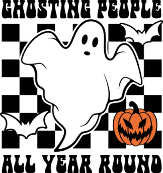 Ghosting People All Year Round Free SVG File for Members - ghost and checkered print, Funny Halloween svg