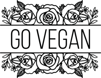 Floral Go vegan sign free svg file for members, vegetarian day tshirt design