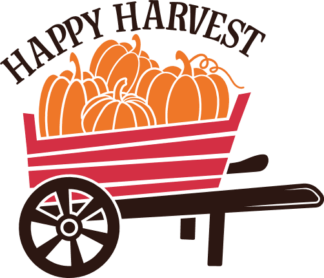 Happy Harvest Free SVG File for Members - Farmer tshirt design, wheelbarrow filled with pumpkins