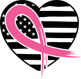 heart shaped American flag and pink ribbon free svg file for members, breast cancer awareness svg