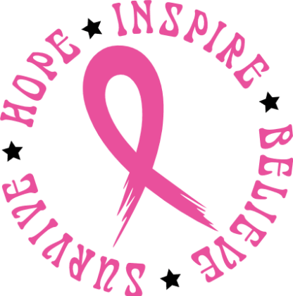 Hope inspire believe survive, pink ribbon free svg file for members, breast cancer awareness svg for cup