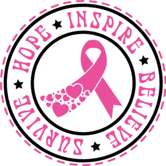 Hope inspire believe survive, pink ribbon free svg file for members, breast cancer awareness svg for mug