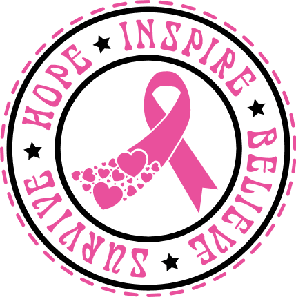 Hope inspire believe survive, pink ribbon free svg file for members, breast cancer awareness svg for mug
