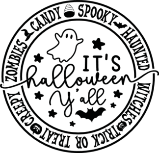 It’s Halloween y'all free svg file for members, circular Halloween tshirt design