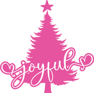 Christmas SVG design for tshirt, Joyful Sign and Christmas Tree Free SVG File for Members