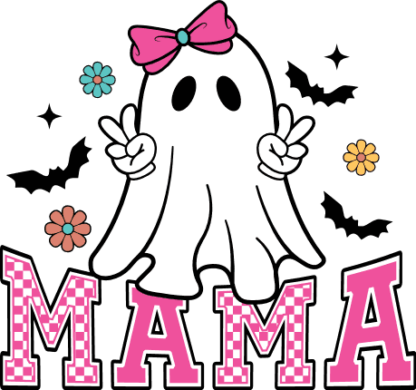 Cute Ghost and Mama Sign Free SVG File for Members - Halloween tshirt design for mom