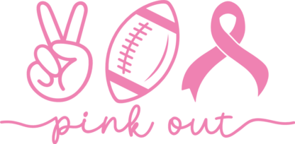 Pink out, peace sign, American football ball and ribbon free svg file for members, awareness tshirt design