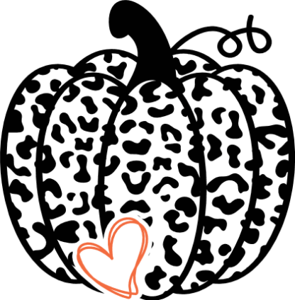 Leopard print pumpkin and heart free svg file for members, Autumn clipart image, fall decor