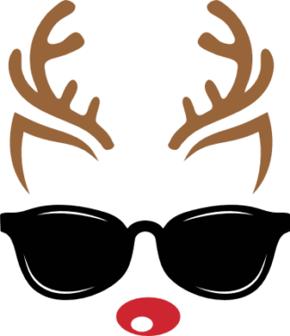 Reindeer face with sunglasses, Free SVG File for Members - Christmas Decorative Clipart Image
