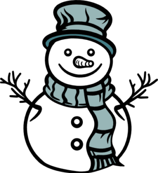 Snowman wearing a green scarf and hat Free SVG File for Members - Winter Decor, Clipart Image