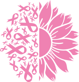 Half Sunflower and cancer ribbons free svg file for members, breast cancer awareness, clipart image