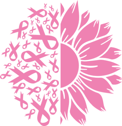 Half Sunflower and cancer ribbons free svg file for members, breast cancer awareness, clipart image
