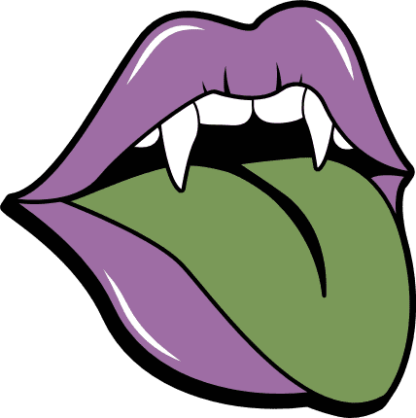 Lips with vampire teeth and tongue out Free SVG File for Members - Halloween clipart image