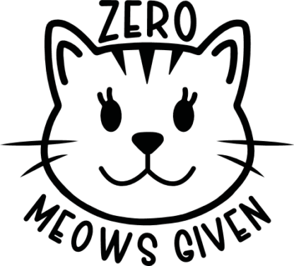 Cute cat face, Zero meows given free svg file for members, funny pet lover tshirt design