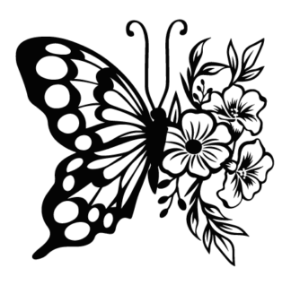 Butterfly and Flowers Free SVG File for Members - floral butterfly, boho decor