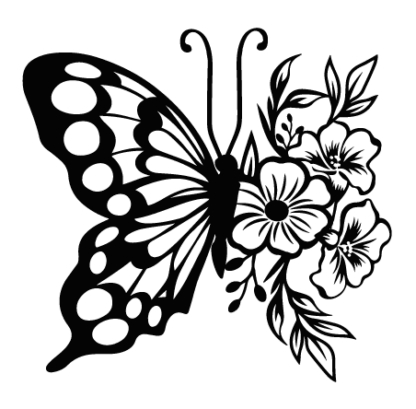 Butterfly and Flowers Free SVG File for Members - floral butterfly, boho decor