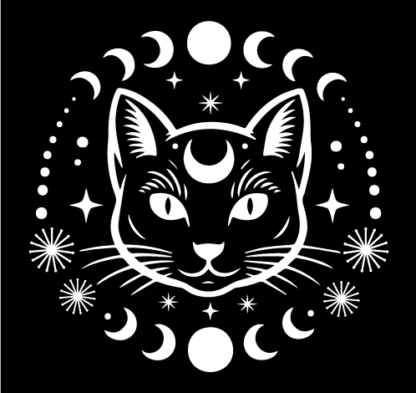 Cat Face and moon phases Free SVG File for Members - magical tshirt design for witches