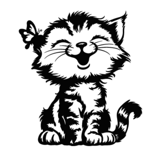 Cute Smiling cat Free SVG File for Members - wall sticker or tattoo for cat lovers