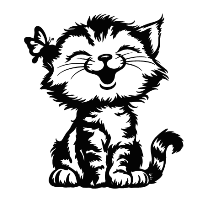 Cute Smiling cat Free SVG File for Members - wall sticker or tattoo for cat lovers