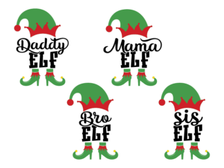 Christmas matching family Free SVG File Bundle for Members - Daddy, Mama, Bro, Sis Elf, tshirt design
