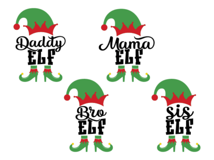 Christmas matching family Free SVG File Bundle for Members - Daddy, Mama, Bro, Sis Elf, tshirt design