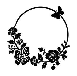Circular Floral Frame with Butterfly Free SVG File for Members - Decorative monogram frame