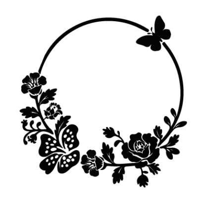 Circular Floral Frame with Butterfly Free SVG File for Members - Decorative monogram frame