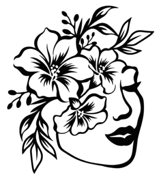 Girl Face And Flowers Free SVG File for Members - flourish boho decor