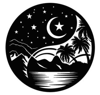 Half Starry Night and half beach view Free SVG File for Members - Celestial Wall decor