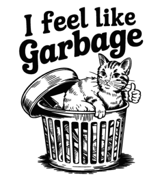 I Feel Like Garbage Free SVG File for Members - Funny tshirt design with cat lying in trash bin