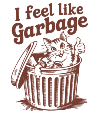 Funny svg design for tshirt, I Feel Like Garbage, cat lying in trash bin - Free SVG File for Members
