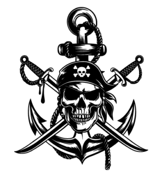 Anchor, Pirate Skull and crossed swords Free SVG File for Members - Pirate Wall Sticker, tattoo