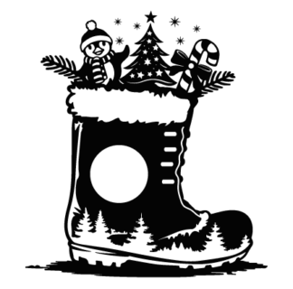Santa's Boot with Christmas Ornaments Free SVG File for Members - Decorative Christmas Sticker